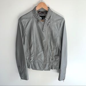 Black Rivet Grey Leather Jacket